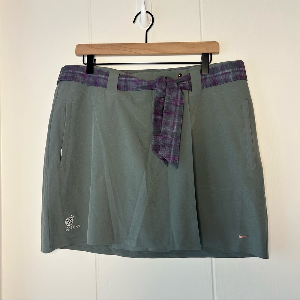 NWOT Nike Golf dri fit convertible wrap skirt shorts skort belt size 12 plaid